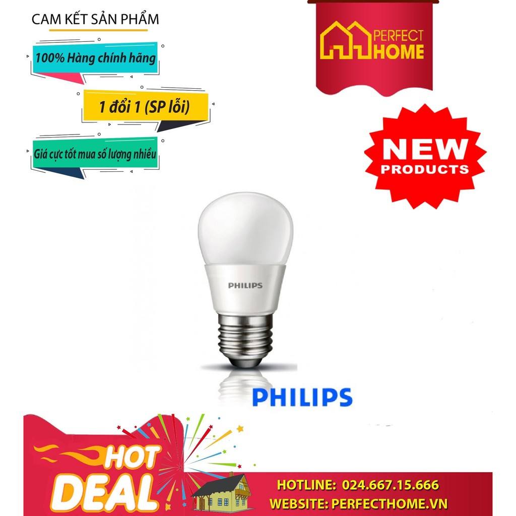 ( Hàng_Chính hãng) Bóng LED miniBulb Philips 4-40W E27,350ml,P45(APR),6500k-Trắng