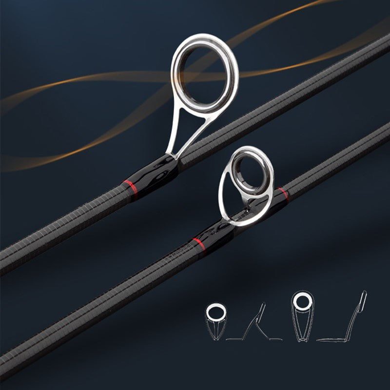 Cần câu lure máy ngang và máy đứng RollFish đỏ đen, đầu bu chống xoắn RF-1