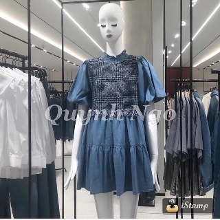 Đầm zr denim phối dạ (hàng sẵn)