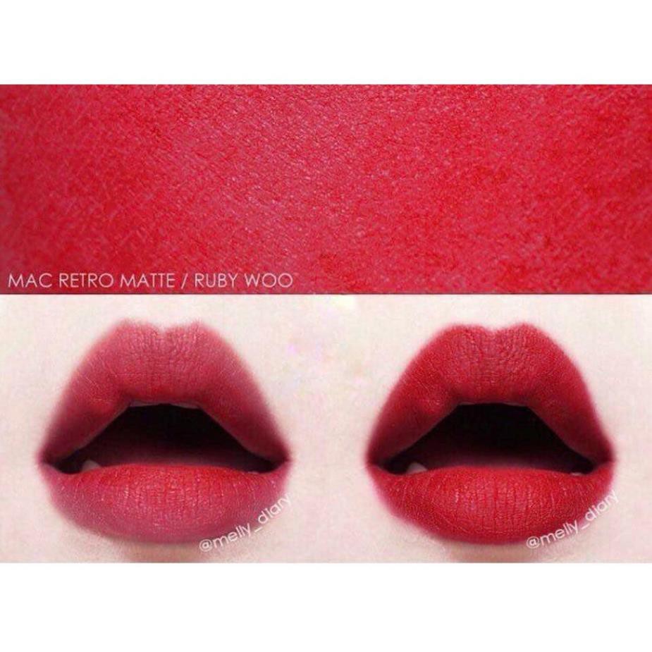 Son Mac Ruby Woo - Chilli - Marrakesh - Russian Red - Velvet Teddy Fullsize Minisize