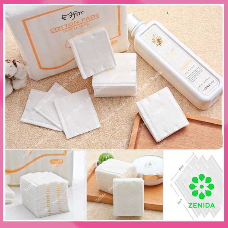 Bông tẩy trang Cotton Pads 222 miếng dập viền, mềm mịn, bông trải đều, giữ nếp Zenida