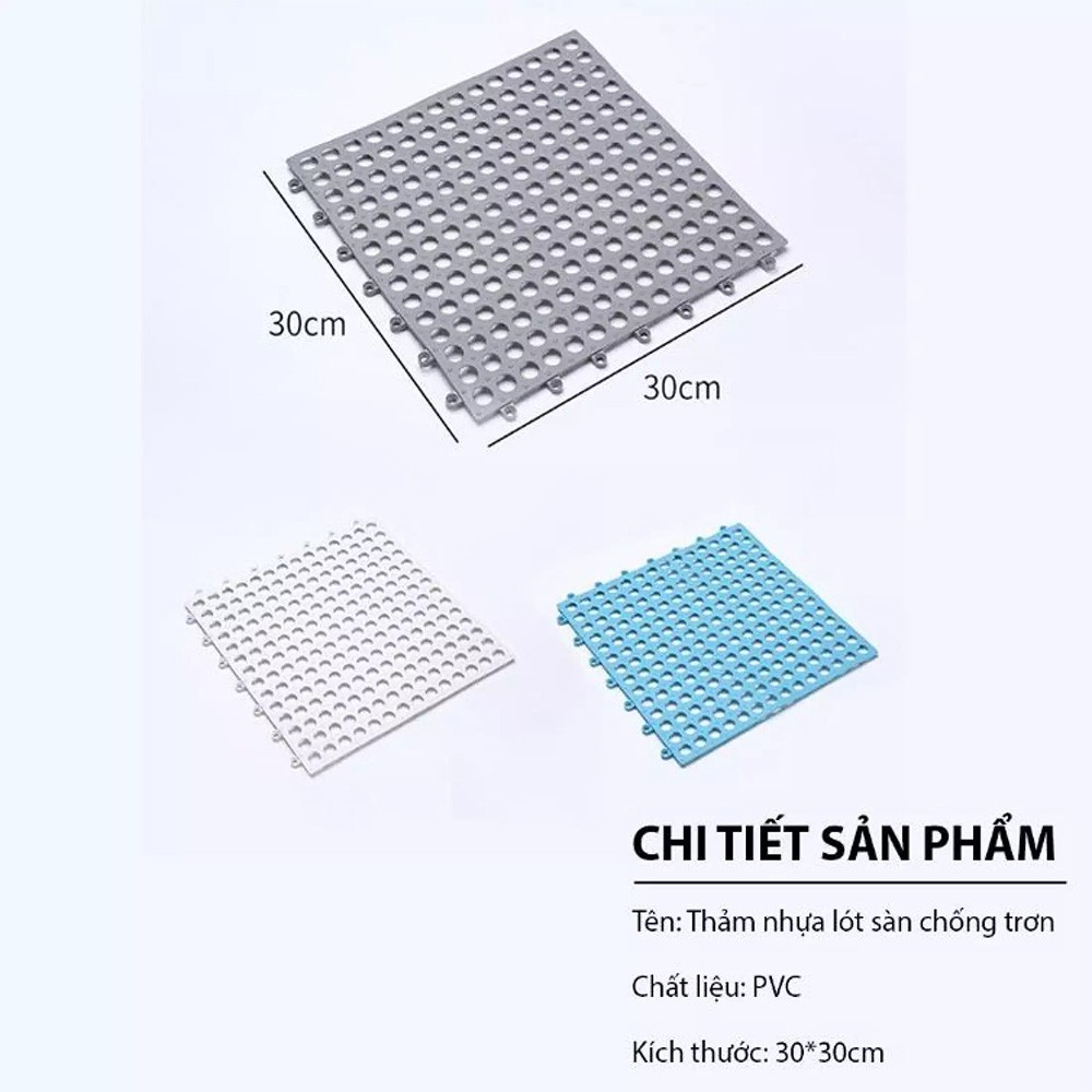 11 Thảm lót trải sàn nhà tắm chống trơn trượt toilet miếng nhựa 30x30cm GOPAKIT