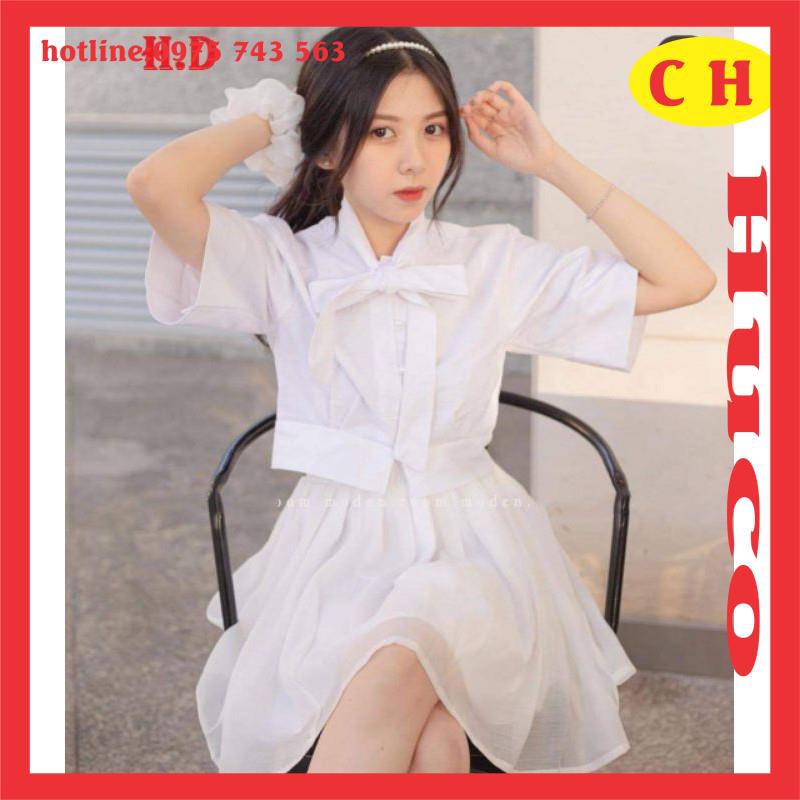 [RẺ VÔ ĐỊCH]sét đầm nữ🦋sét trang phục🦋sét váy áo croptop buộc nơ mix chân váy 2 lớp vintage dáng ulzzang freesize 🦋❤