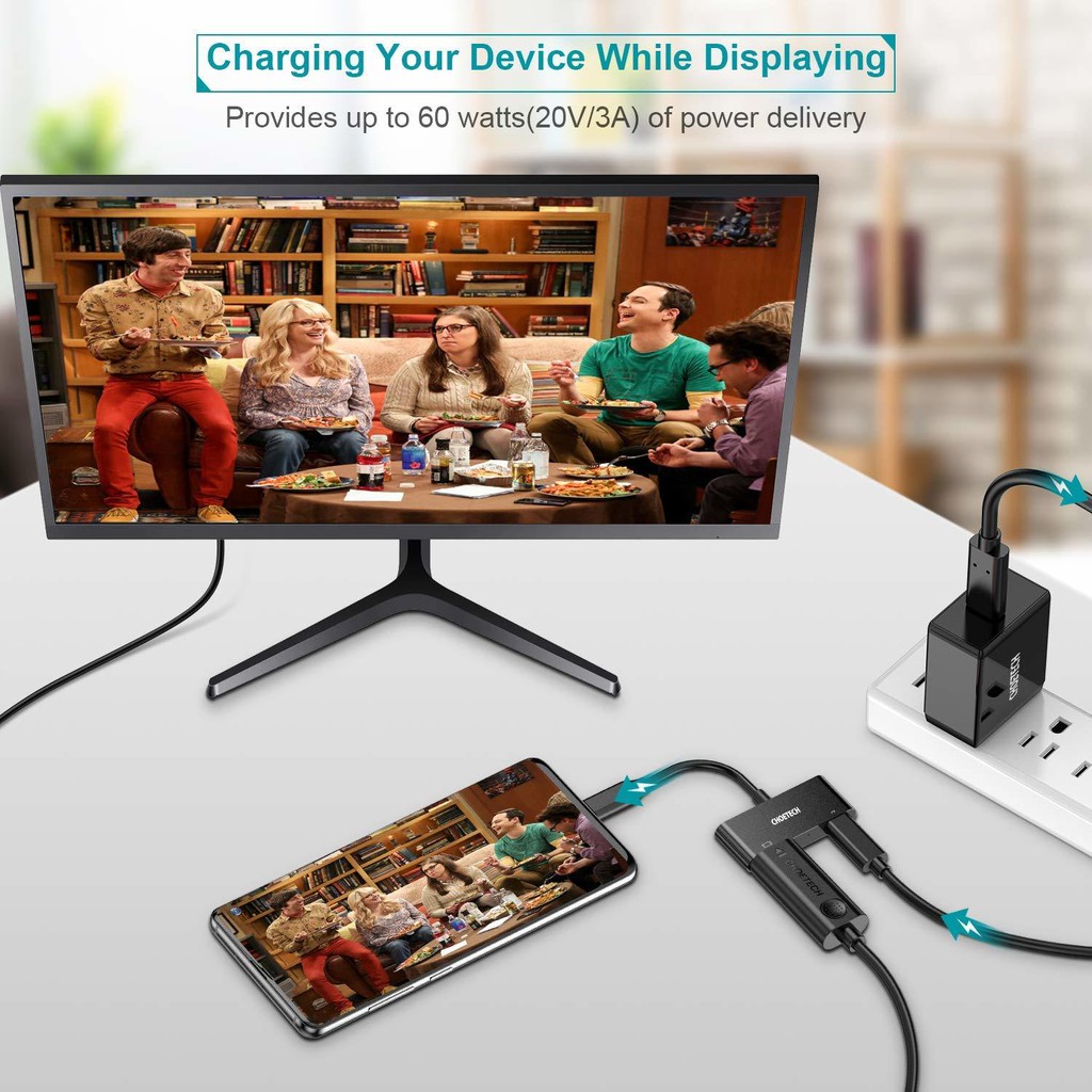 Hub Adapter Chuyển Đổi 2 Cổng USB Type C To HDMI 4K 60Hz Và PD 60W CHOETECH HUB-M03 - Hàng Chính Hãng