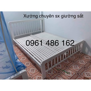 Giường sắt khung hộp 4-8- 1m6x2m - freeship hcm - bảo hành 2 năm