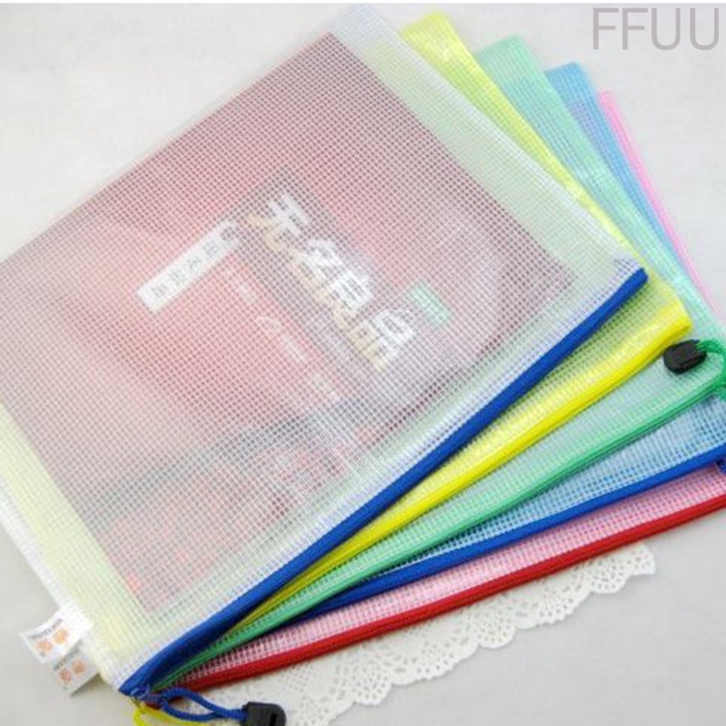 Túi đựng văn phòng phẩm bằng PVC trong suốt có khóa kéo tiện dụng FF86/A3/A4/A5/A6/B4/B5/B6