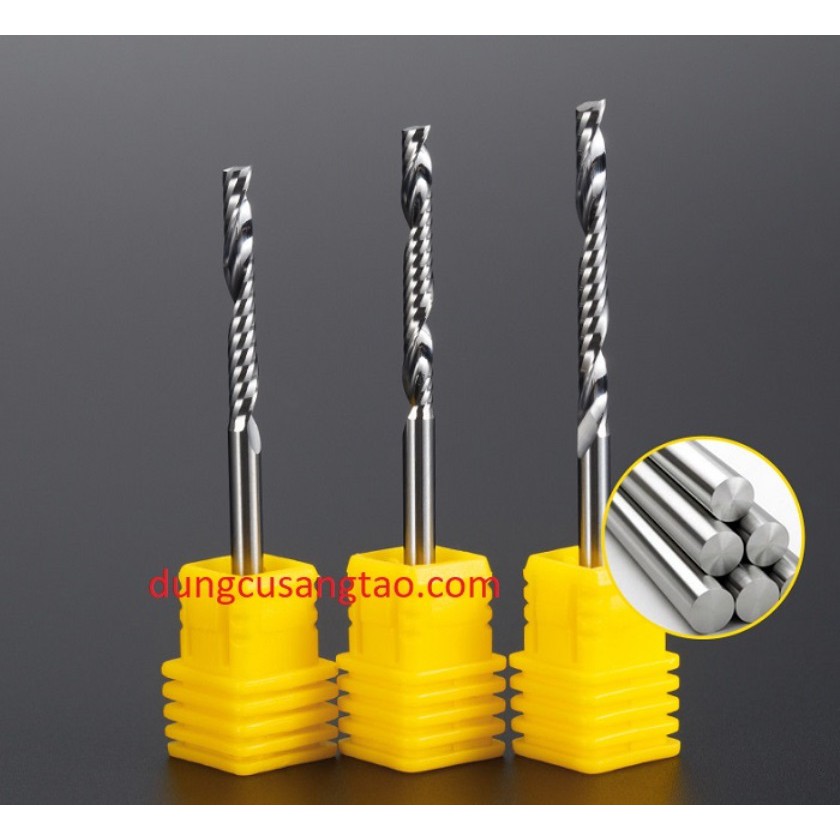 Dao phay CNC 1 me xoắn HuHao cốt 3mm 4mm