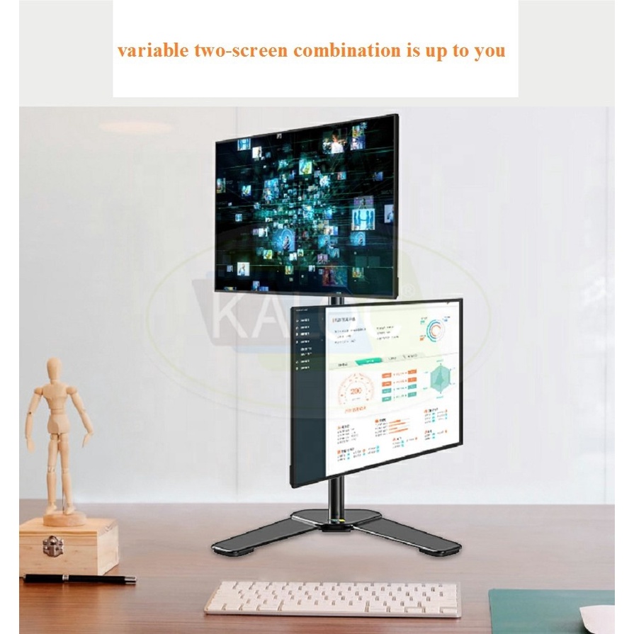 Giá Treo Hai Màn Hình Để Bàn M073 - Tay Treo 2 Màn Hình Máy Tính 17-27 Inch - Xoay Màn 360