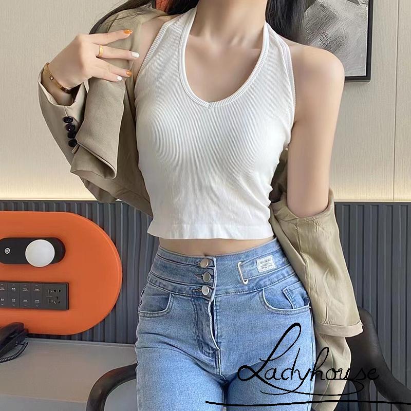 Áo Hai Dây Hở Lưng Màu Trơn Dáng Ôm Gợi Cảm Cho Nữ