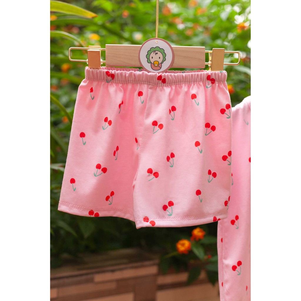 Bộ quần áo bé gái chất liệu 100% cotton hình cherry BABYWANT