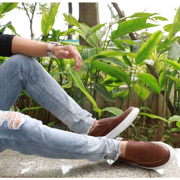 Giày lười nam Slip on nam da thật Manlio Legat màu nâu G1451-BN | BigBuy360 - bigbuy360.vn