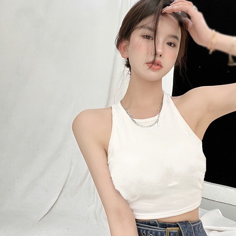 Áo Tank Top Sát Nách Cổ Tròn Thiết Kế Ôm Sát Tôn Dáng