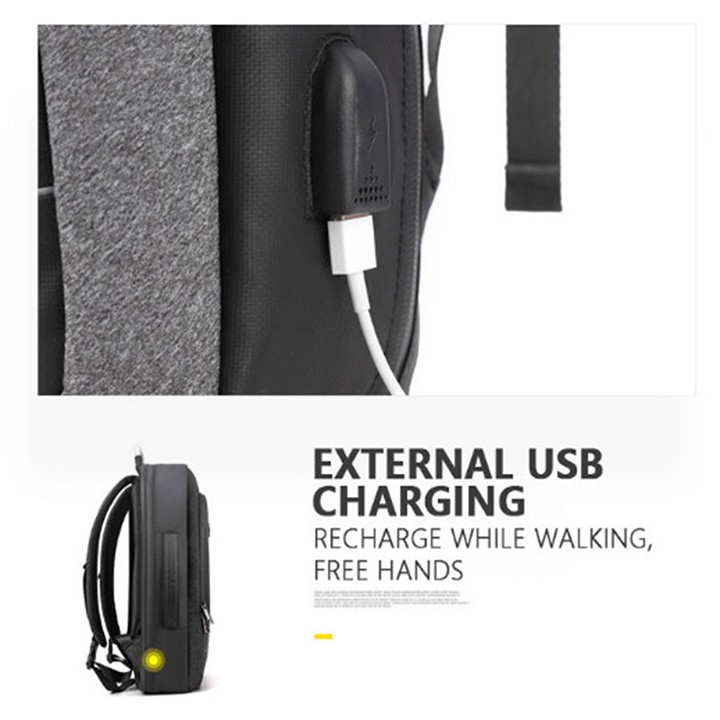 Balo chống nước, siêu to khóa mở rộng như vali có cổng USB Arctic Hunter B00227L Light grey