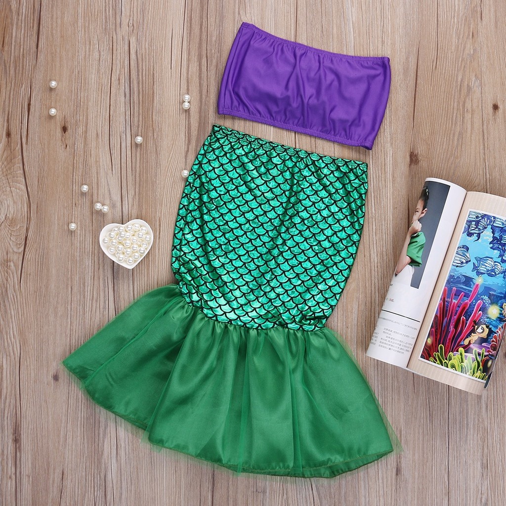 ღ♛ღNew Baby Girls Little Mermaid Tails Costume Bikini Swimwear Swimsuit Princess Dress
