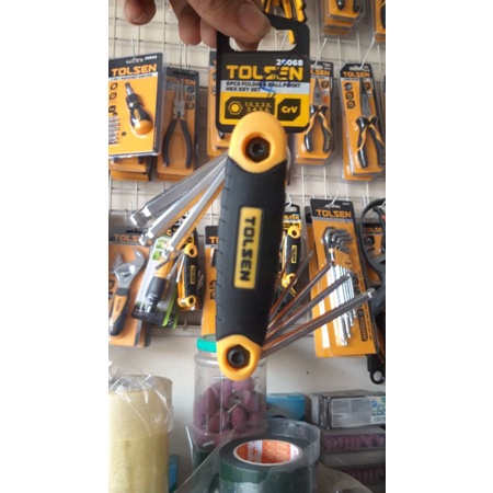 Bộ lục giác gập, hoa thị gấp, tô vít gập 8 chi tiết TOLSEN, thép cao cấp CR-6150, bộ dụng cụ đa năng chuyên nghiệp