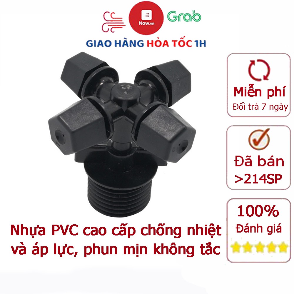 Béc phun sương 4 tia kèm chân ren 21mm, phun mịn, đẹp không tắc béc