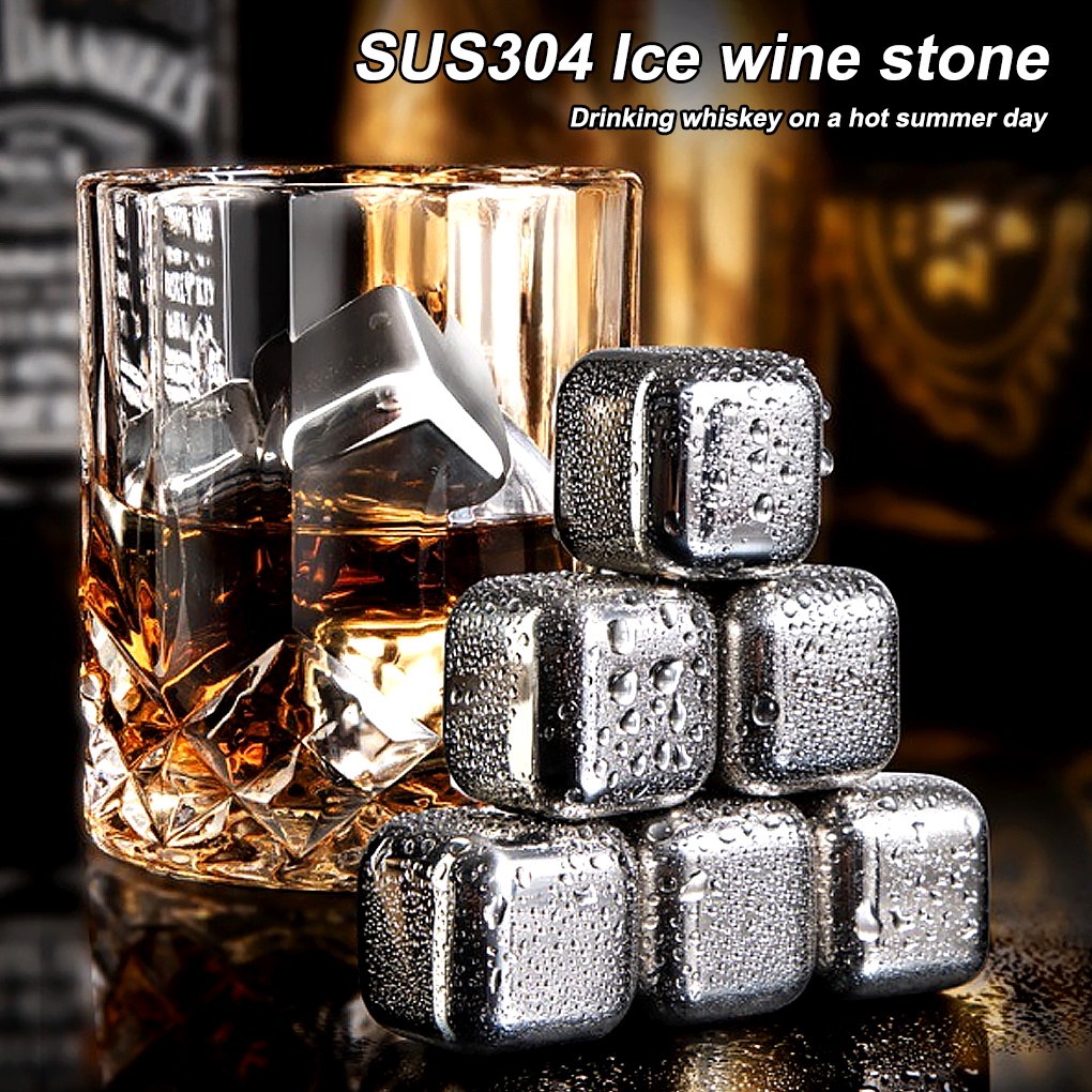 Pub Wine Chilling Cooling Stones Drinks Stainless Steel Ice Cubes Birthday Party Cooler Rock Bartender Accessories ELEN