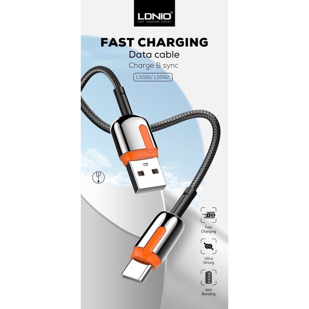 Dây cáp sạc nhanh LDNIO LS591 áp sạc USB-C /USB-IP /USB- sạc cho SS, IP sạc nhanh 2,4A