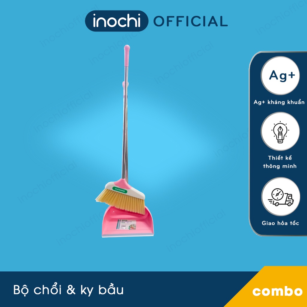 Bộ chổi & ky bầu - Chổi quét nhà, Vệ sinh nhà cửa, Tay cầm gọn nhẹ, Bền và nhẹ, Chất lượng Nhật Bản