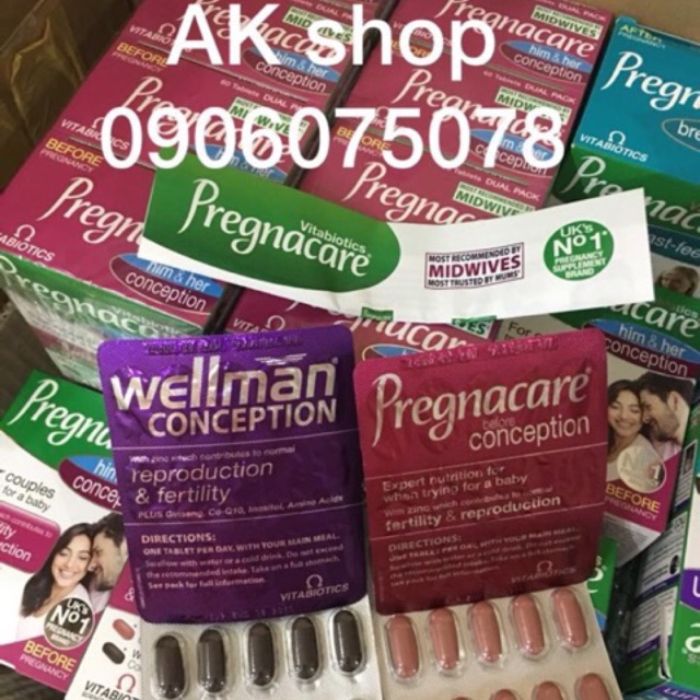 Vitamin Pregnacare Him &amp; Her hàng chính hãng UK (mẫu mới)