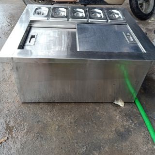 Thùng đá inox kèm khay topping