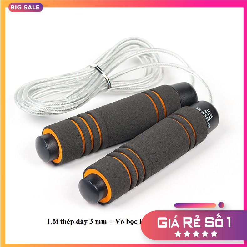 Dây nhảy thể dục lõi THÉP TS-02 3mm, dây tập 2 lớp dày 4.5mm bền nhẹ cao cấp