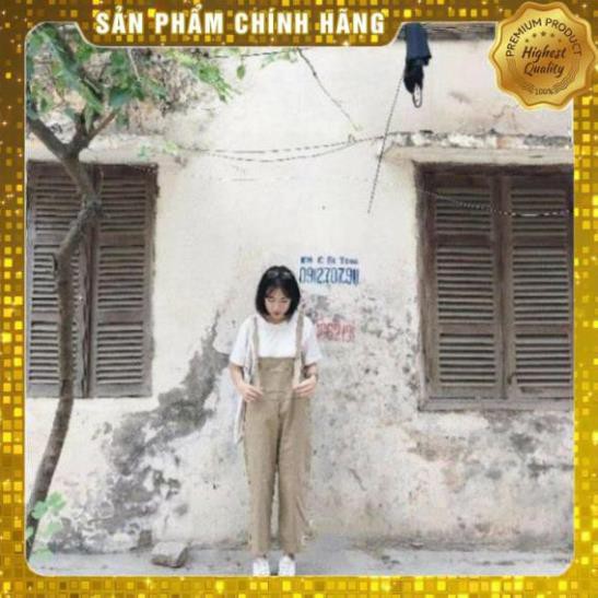 ( SLN ) [SALE OFF] Set bộ giảm giá Quần Yếm cute+Áo tay lỡ trơn Basic ( SLN )