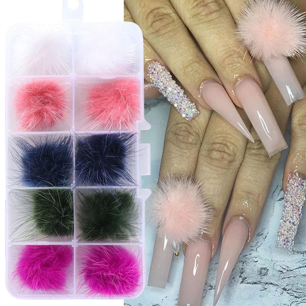Bóng Lông 3D Hỗn Hợp Trang Trí Móng Tay Cho Nữ