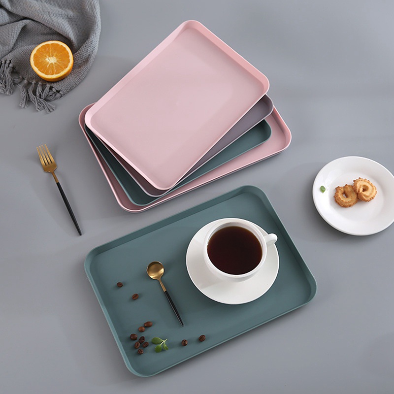 Set 3 Khay Nhựa Đựng Trà / Trái Cây Hình Chữ Nhật Phong Cách Bắc Âu