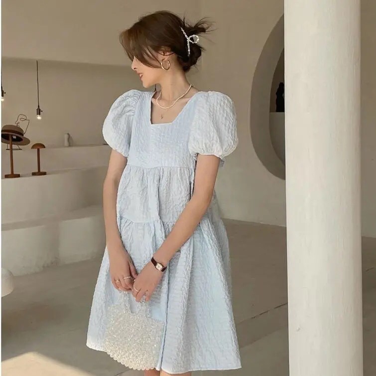 Váy Trắng Thắt Nơ Sau Lưng, Đầm Trắng Dáng Baby doll Thắt Nơ Hàng Châu Siêu Đẹp (Ảnh thật ở cuối)