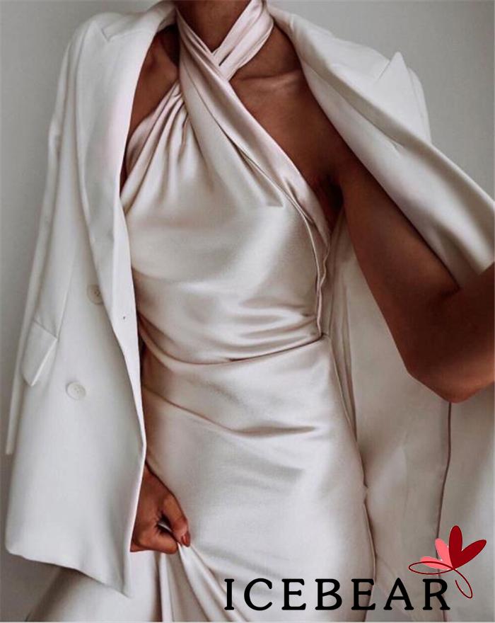 Đầm Hai Dây Dáng Ôm Trơn Màu Hở Lưng Gợi Cảm Dành Cho Nữ