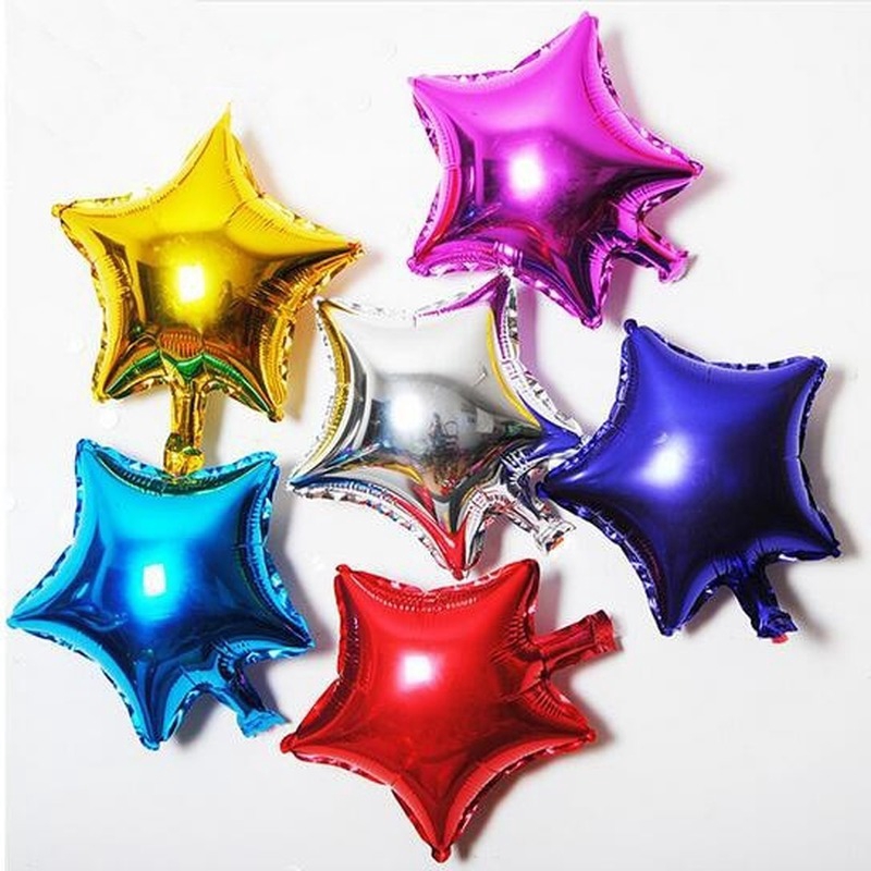 10 Bong Bóng Lá Nhôm Hình Ngôi Sao/Trái Tim 5/10 inch Dùng Trang Trí Tiệc Sinh Nhật