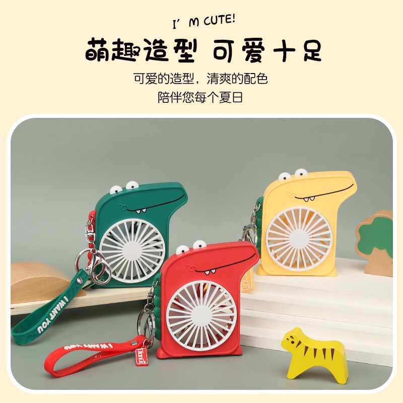 Quạt Cầm Tay Mini Tích Điện Hình Chú Khủng Long Cực Mát Có Đèn (Tặng Kèm Phụ Kiện) | BigBuy360 - bigbuy360.vn