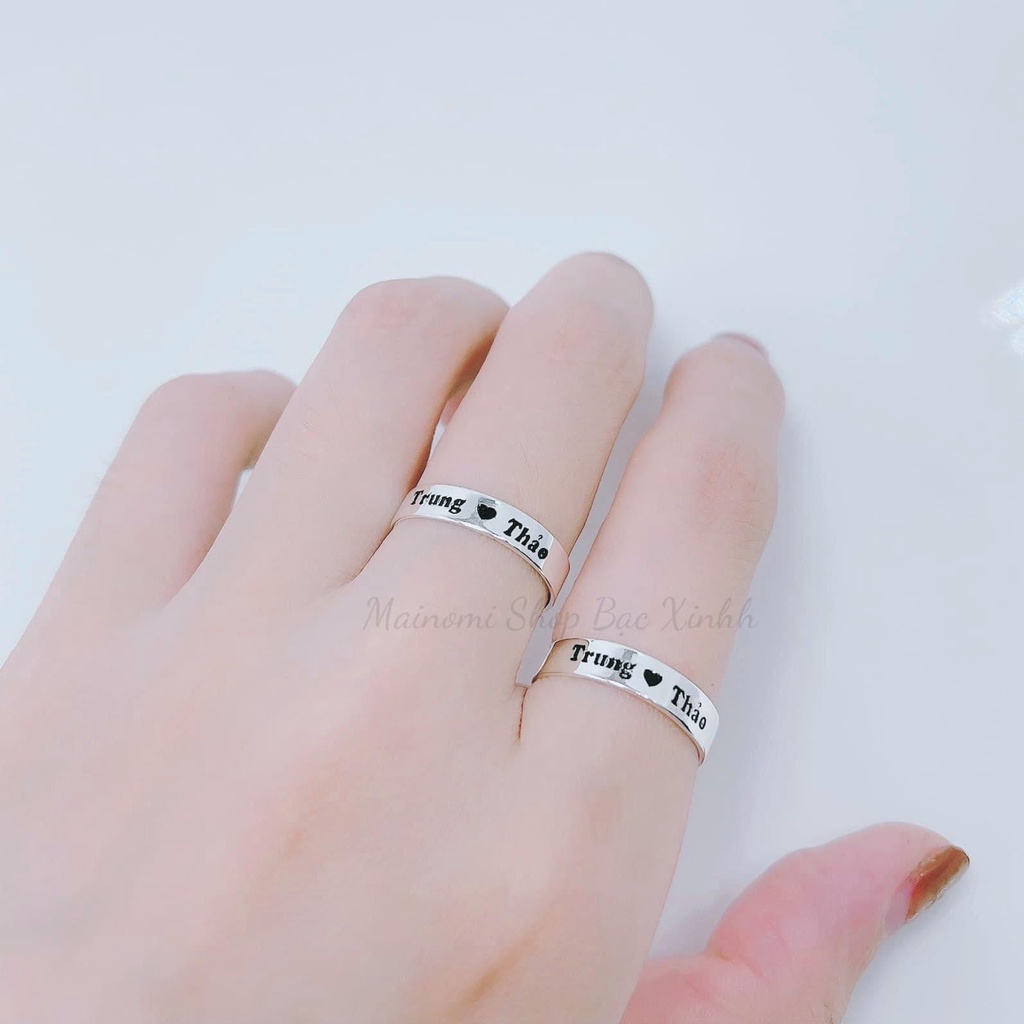 Nhẫn đôi khắc tên theo yêu cầu MAINOMI gắn kết yêu thương. Miễn phí khắc tên theo yêu cầu