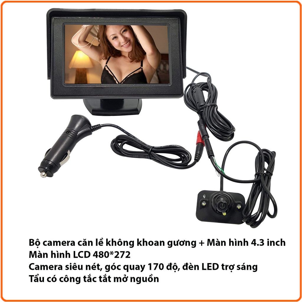 Camera cặp lề không cần khoan gương, màn hình LCD 4.3 inch -LaKaDo