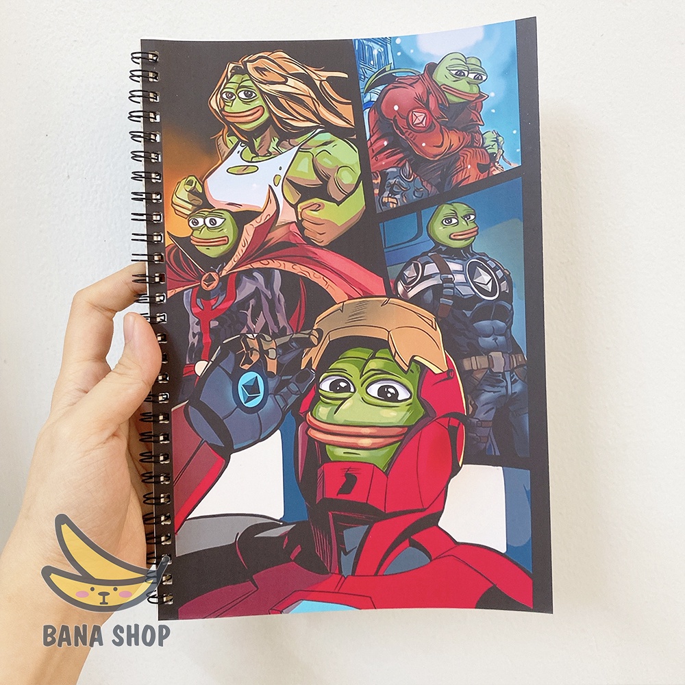 Sổ lò xo size lớn B5 60 trang ếch xanh Pepe the frog siêu bựa vozer