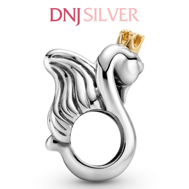 [Hàng cao cấp] Charm bạc 925 cao cấp, hàng chuẩn bạc - Charm Two-tone Swans &amp; Heart thích hợp để mix vòng tay charm