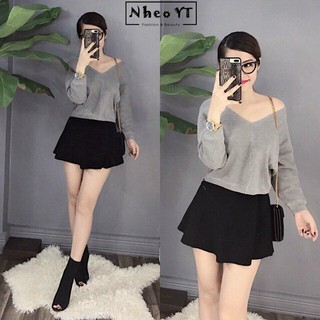 Áo len lệch vai