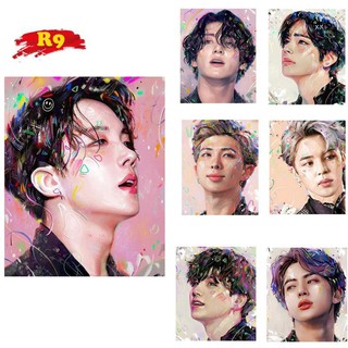 Tranh Đính Đá 30x40 cm Tự Làm Hình Nhóm Nhạc Bangtan Boys