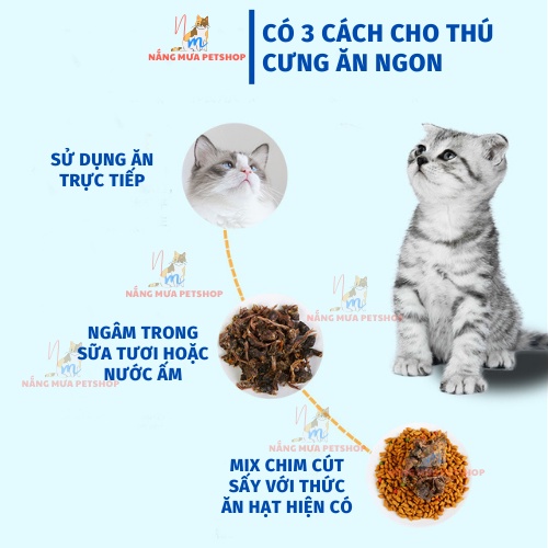 Chim cút sấy khô cho cún mèo, snack cho chó mèo túi 100gr