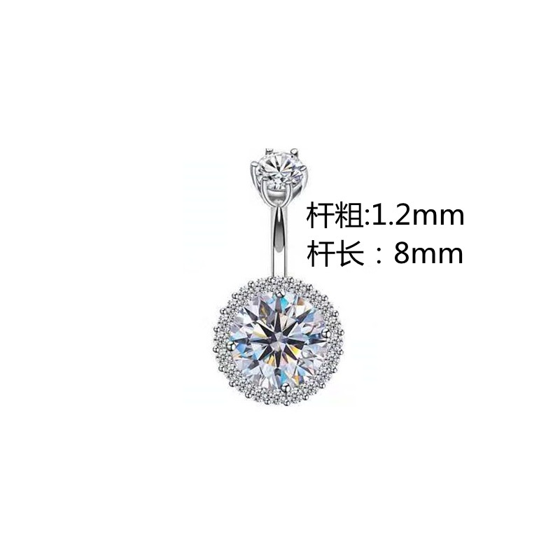 Khuyên Rốn Đính Đá Zircon Bằng Bạc S925 Phong Cách Âu Mỹ Cá Tính