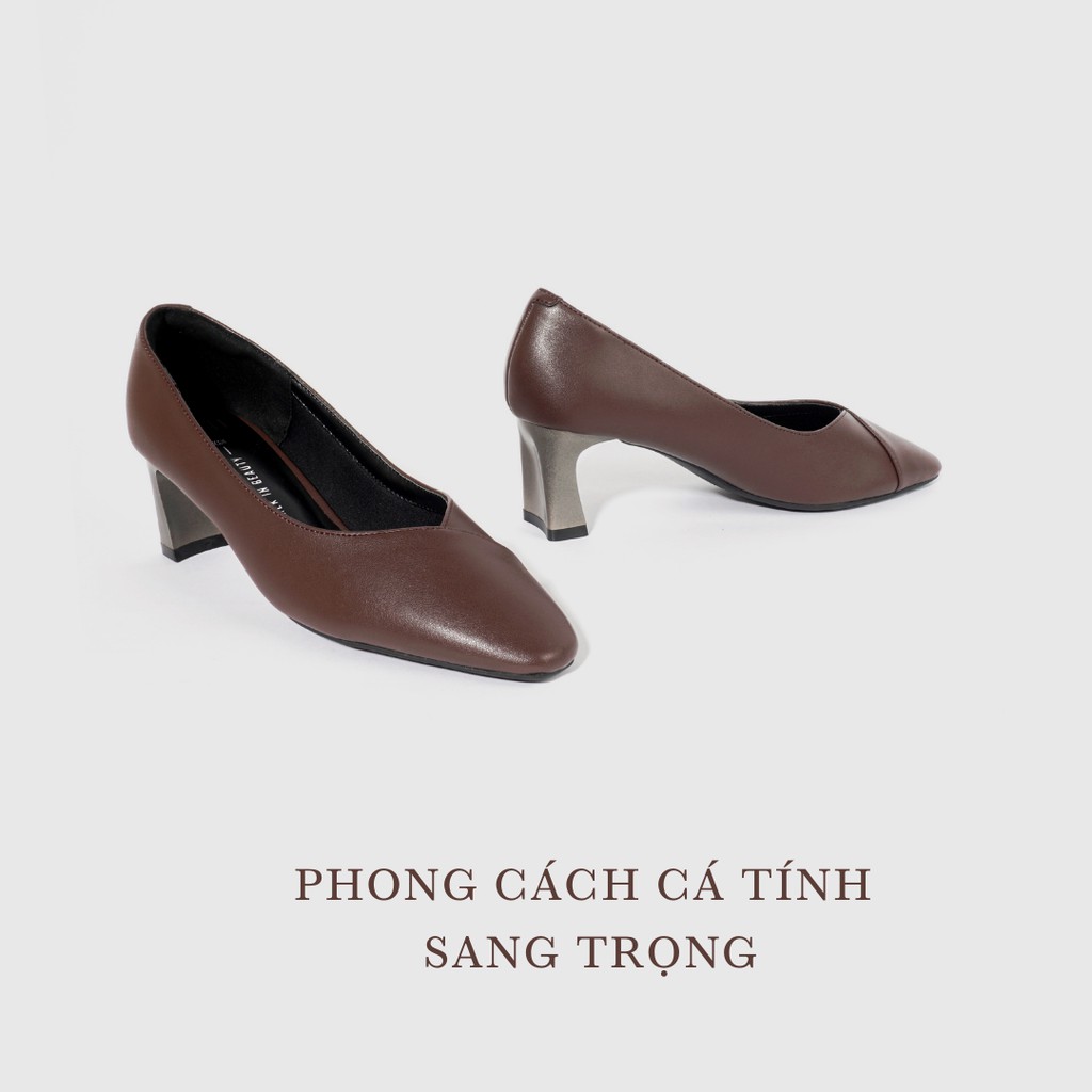 Giày Cao Gót Nữ JOTI Helga 3281AU5 - Mũi Vuông Bít Gót Đế Trụ Cao 5cm Da Mờ - Mang Công Sở Dự Tiệc