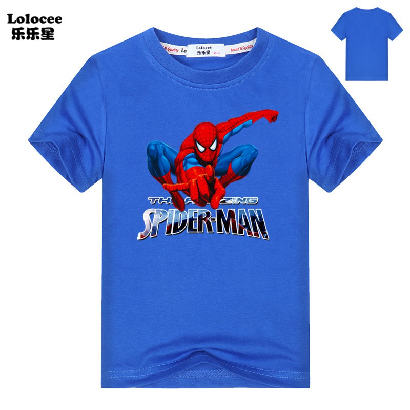 Áo Thun Tay Ngắn In Hình Spiderman Cho Bé Trai