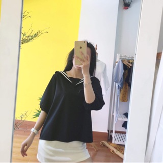 [HOT DEAL] ÁO THỦY THỦ ĐEN VẢI KATE MỀM MỊN