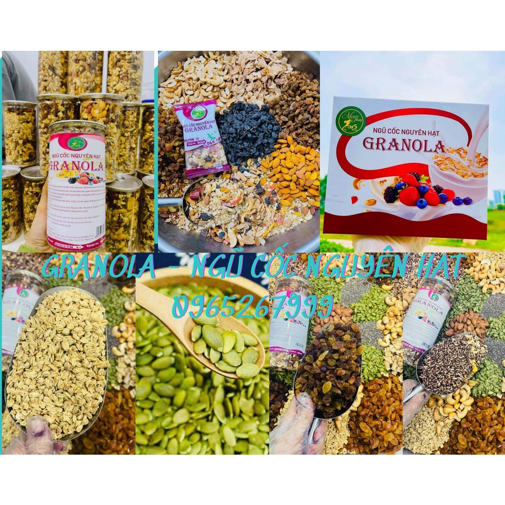 Granola siêu Hạt 500gr, Ngũ cốc giảm cân thêm Macca, Óc chó đỏ, Dâu tây