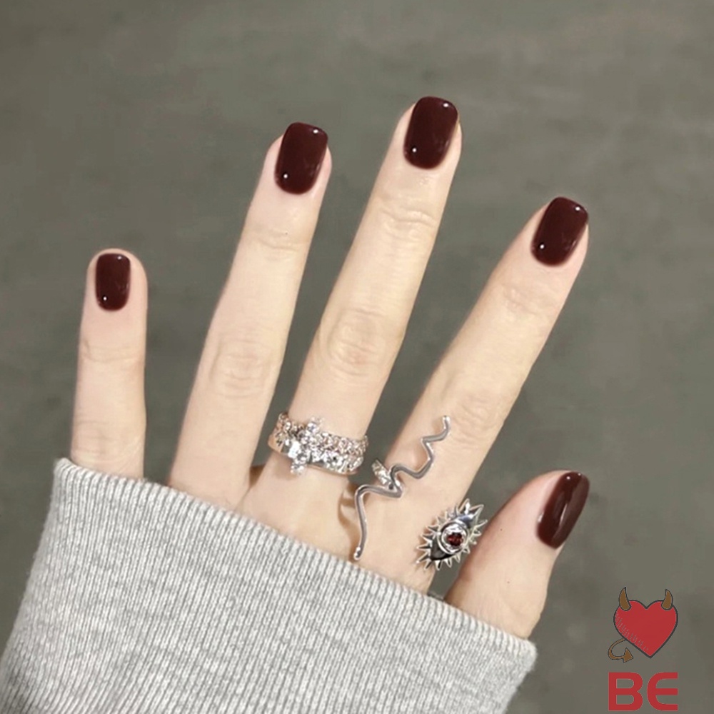 Móng tay giả YADORNOS dáng ngắn màu trơn thời trang cho nữ