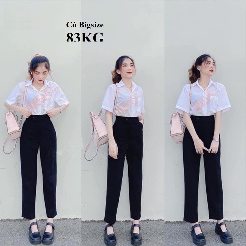 Quần Tây Học Sinh Khuy Lệch, Gấu So Le, Dài Quần 84CM Dáng Lỡ thời Trang, Vải Tuyết Mưa Dày Đẹp, Có Big size 85Kg cho cá