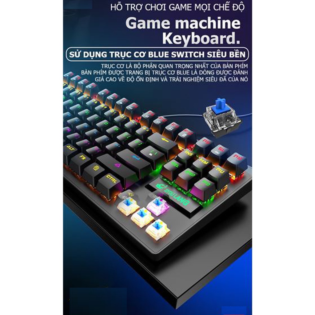 Bàn phím cơ máy tính - Bàn phím cơ gaming Crack K2 PRO, LED RGB 10 chế độ nháy khác nhau dành cho máy tính, laptop