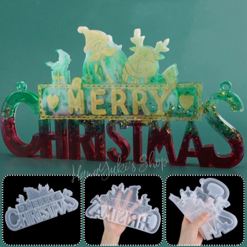 Khuôn chữ Giáng Sinh - Merry Christmas - size lớn dùng trong sáng tạo thủ công Resin, Jesmonite