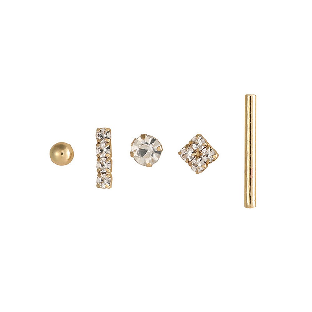 Set 5 bông tai kim loại kiểu dáng đơn giản cá tính cho nữ